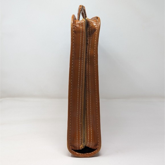 Vintage Hugo Bosca Built Cowhide Zip Briefcase Attaché Case Brown Leather 16x11 - Picture 3 of 16